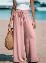 Livia – Pantalon Élégant à Jambes Larges avec Cordon Décoratif