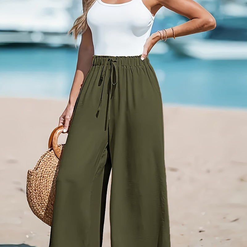 Livia – Pantalon Élégant à Jambes Larges avec Cordon Décoratif