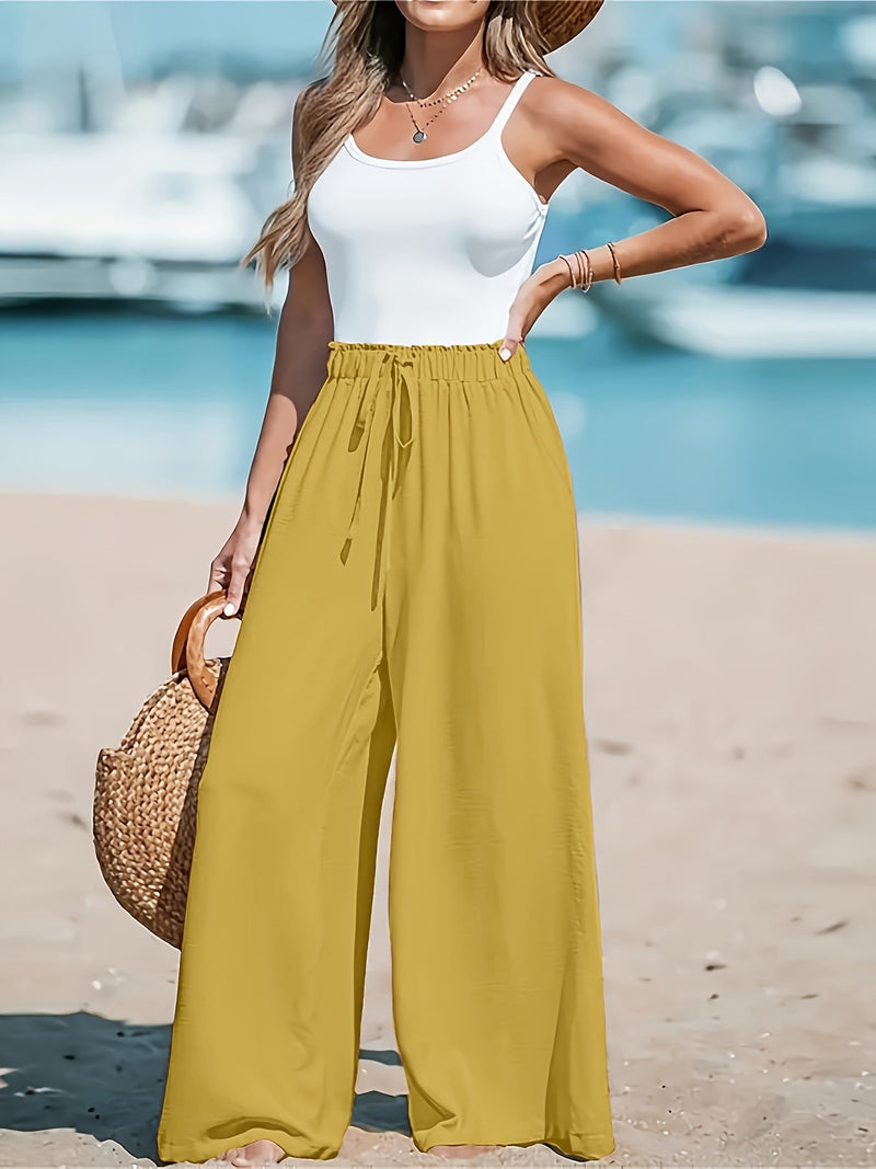 Livia – Pantalon Élégant à Jambes Larges avec Cordon Décoratif