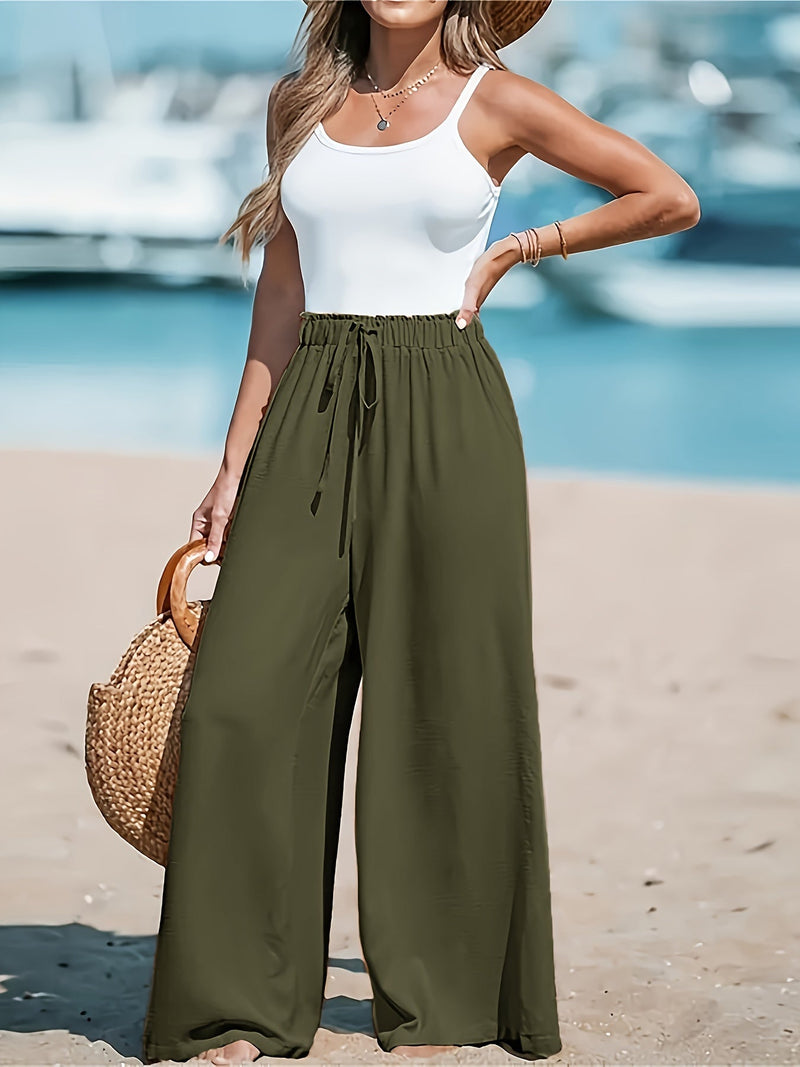 Livia – Pantalon Élégant à Jambes Larges avec Cordon Décoratif