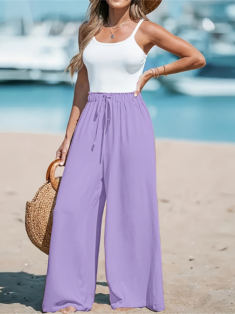Livia – Pantalon Élégant à Jambes Larges avec Cordon Décoratif