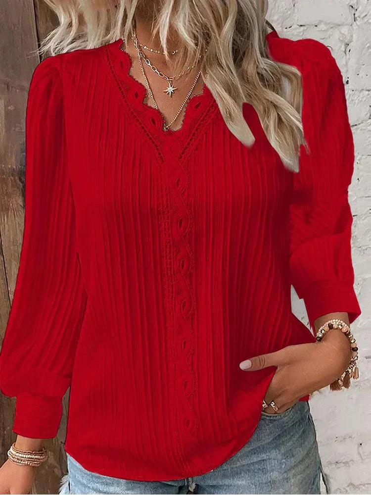 Emma™ | Blus med spetsdetaljer