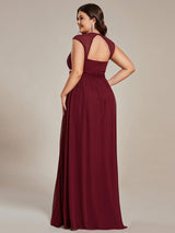 Robe longue de demoiselle d'honneur froncée à col en V