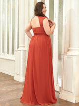 Robe longue de demoiselle d'honneur froncée à col en V