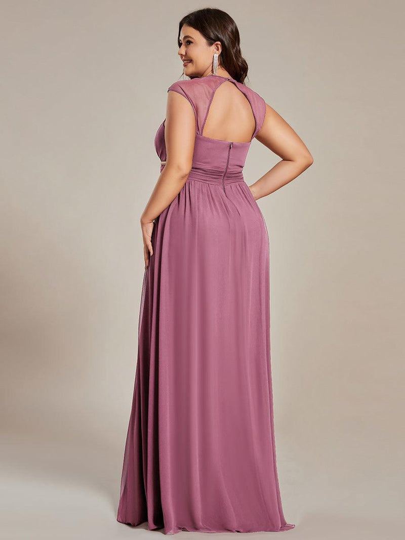 Robe longue de demoiselle d'honneur froncée à col en V
