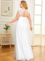 Robe longue de demoiselle d'honneur froncée à col en V