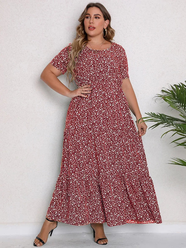 GIBSIE Plus Size Blommig Maxiklänning – Sommar, Boho, Semester