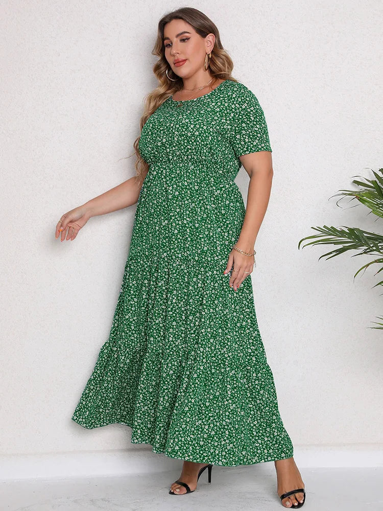 GIBSIE Plus Size Blommig Maxiklänning – Sommar, Boho, Semester