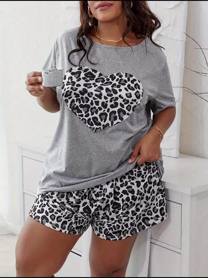 Sienna – Ensemble de Pyjama Confortable avec Imprimé Léopard et Cœurs