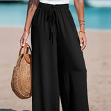 Livia – Pantalon Élégant à Jambes Larges avec Cordon Décoratif